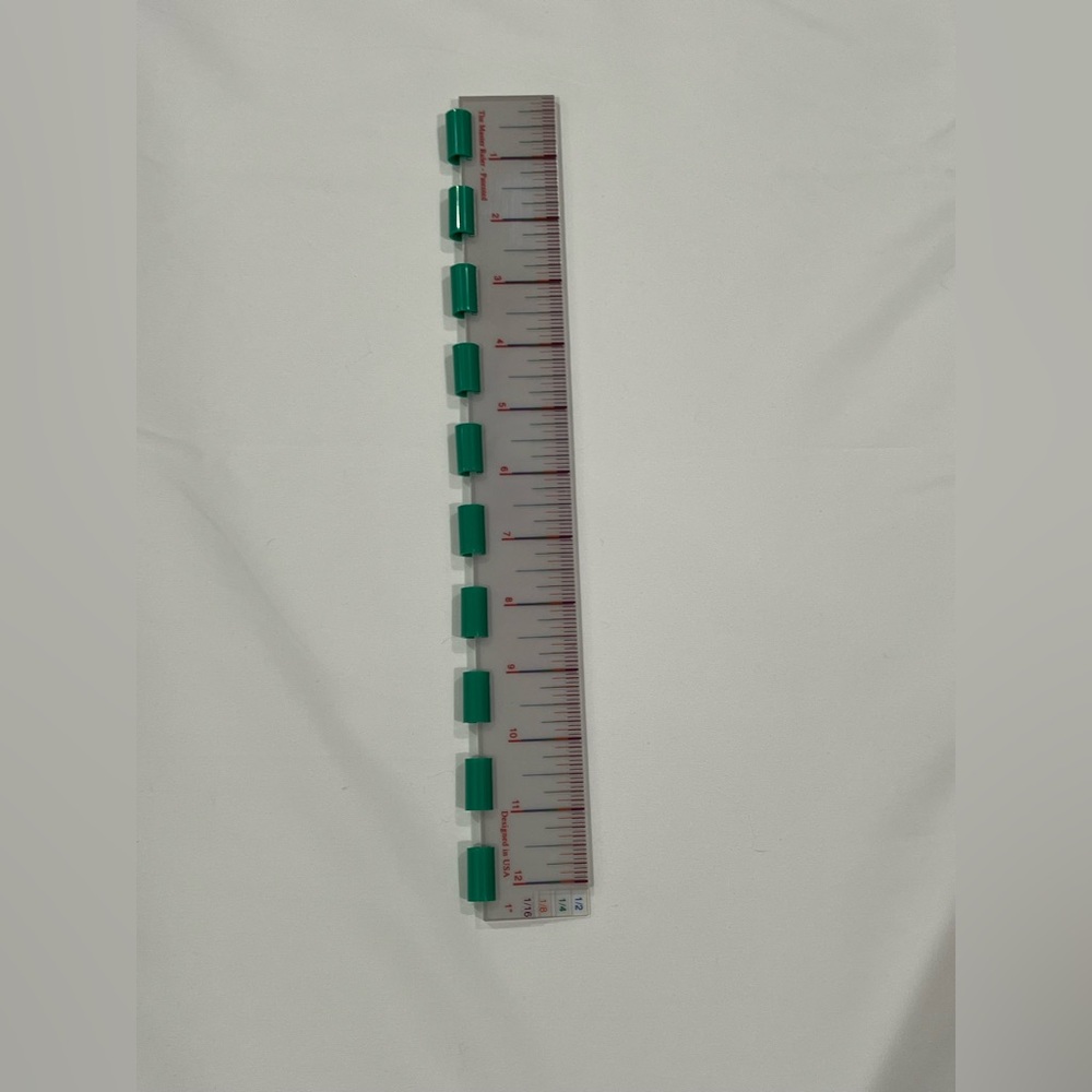 Vintage The Master 12-Inch 5-In-1 Plastic Ruler: 1" 1/2” 1/4” 1/“8 1/16" Colored